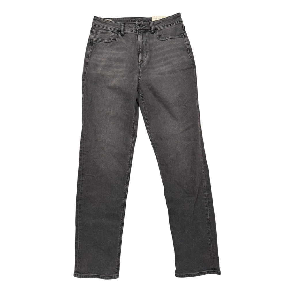 NWT American Eagle Mom Jeans Washed Black Stretch High Rise Denim 8 Long 2702 - Picture 2 of 6